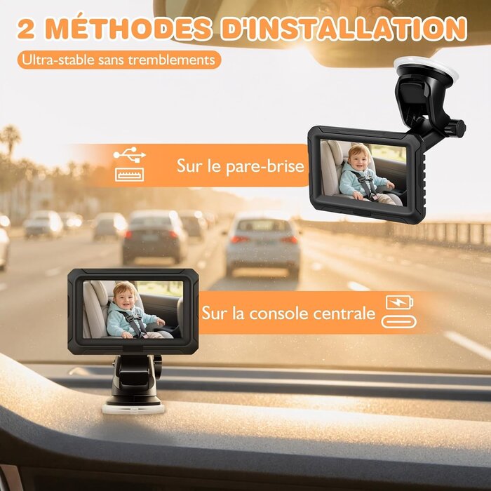 Caméra de surveillance auto pour bébé 1080P - Noir - 32% de remise