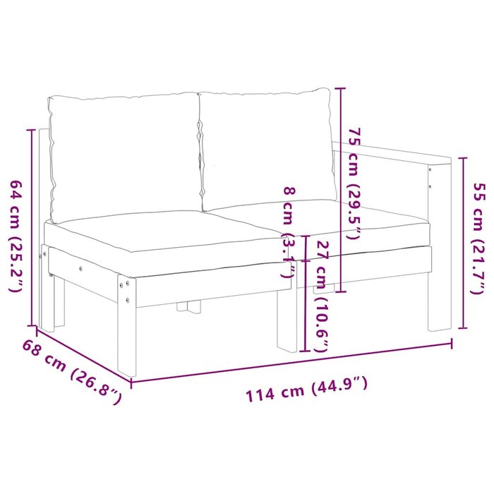 Banc de jardin 2 places en acacia - 35% de remise - Déballé / Bon état