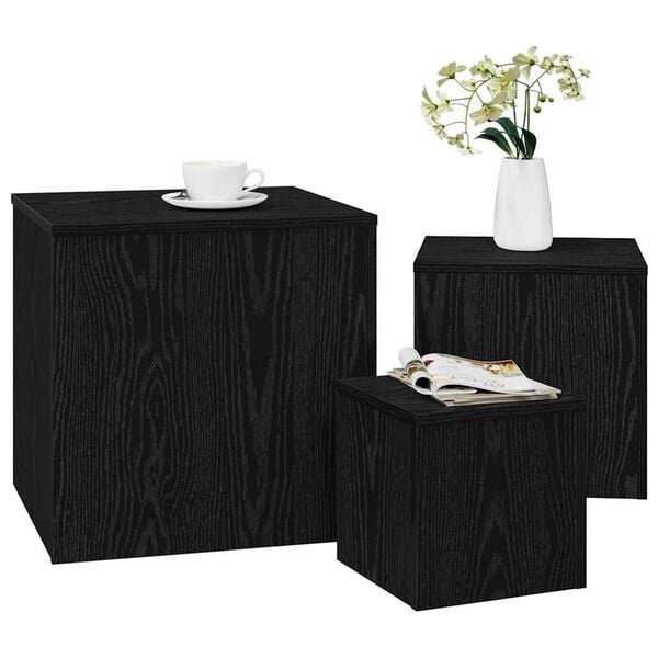 Set de 3 tables gigognes chêne noir - 45x45x45 cm - 32% de remise