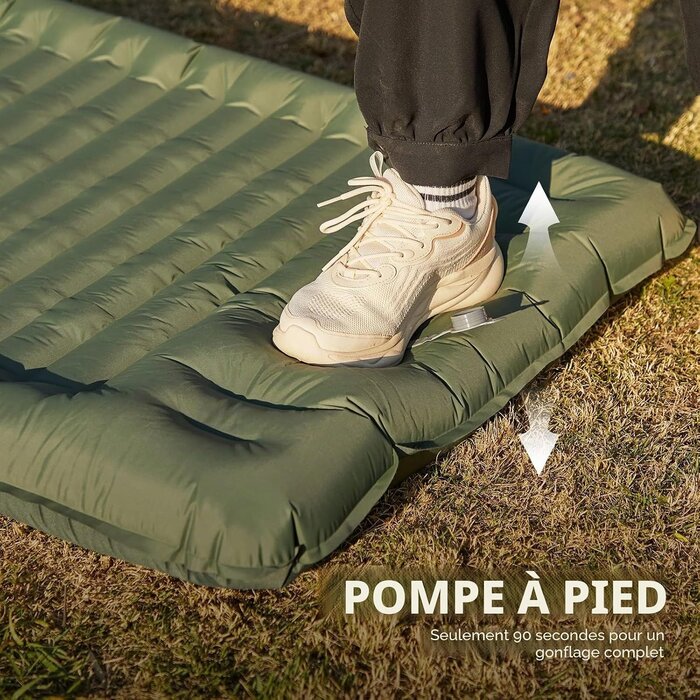 Matelas de camping gonflable 10 cm - Vert Kaki - 32% de remise