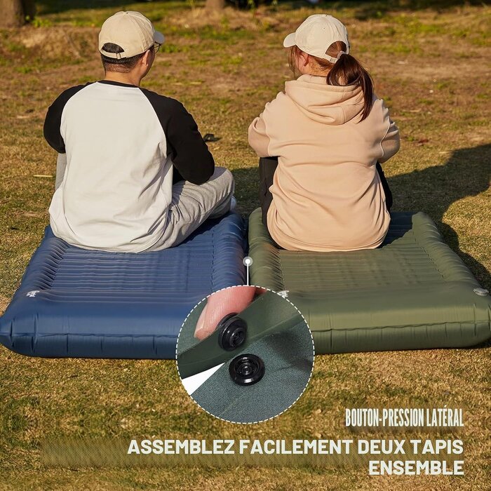 Matelas de camping gonflable 10 cm - Vert Kaki - 32% de remise