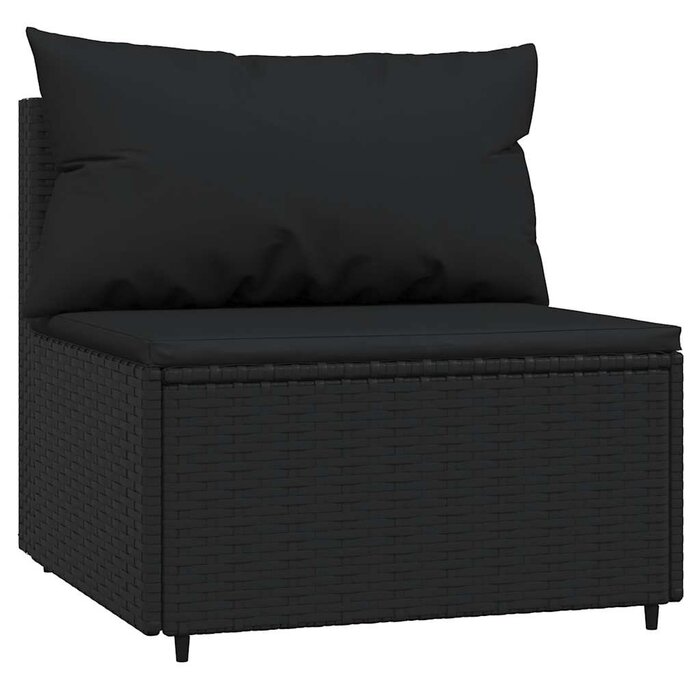 Salon de jardin 3 pièces rotin PE noir - 35% de remise