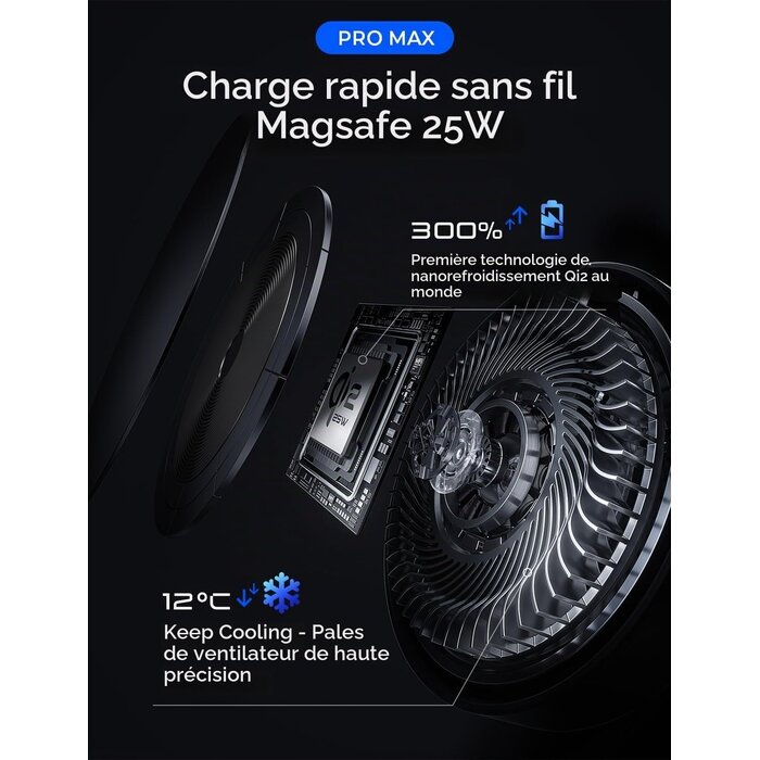 Support voiture MagSafe 25W refroidissement actif - 32% de remise