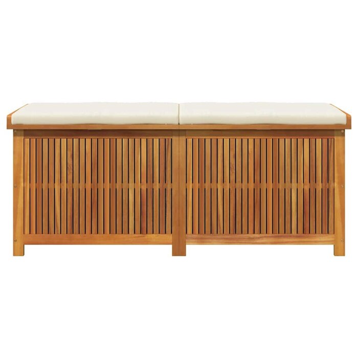 Coffre de jardin en bois d'acacia 150 cm avec coussin - 35% de remise