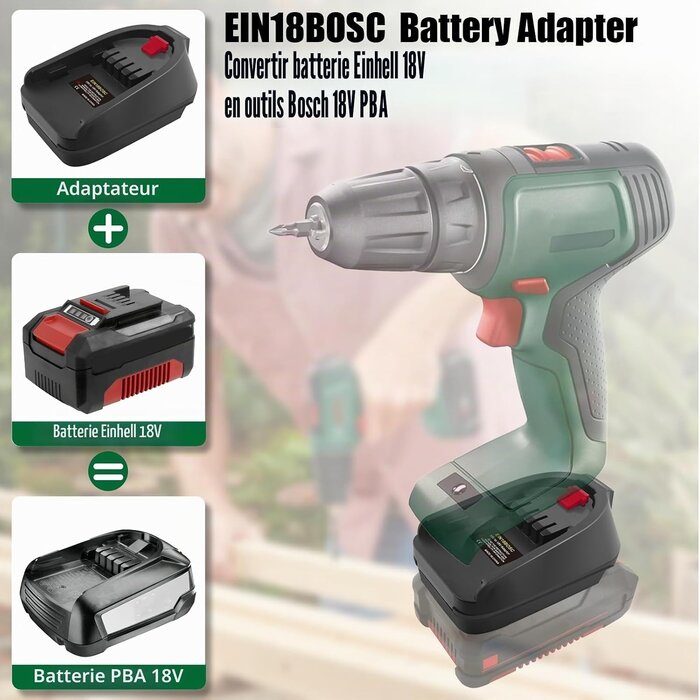Adaptateur batterie 18V Einhell vers outils Bosch - 29% de remise