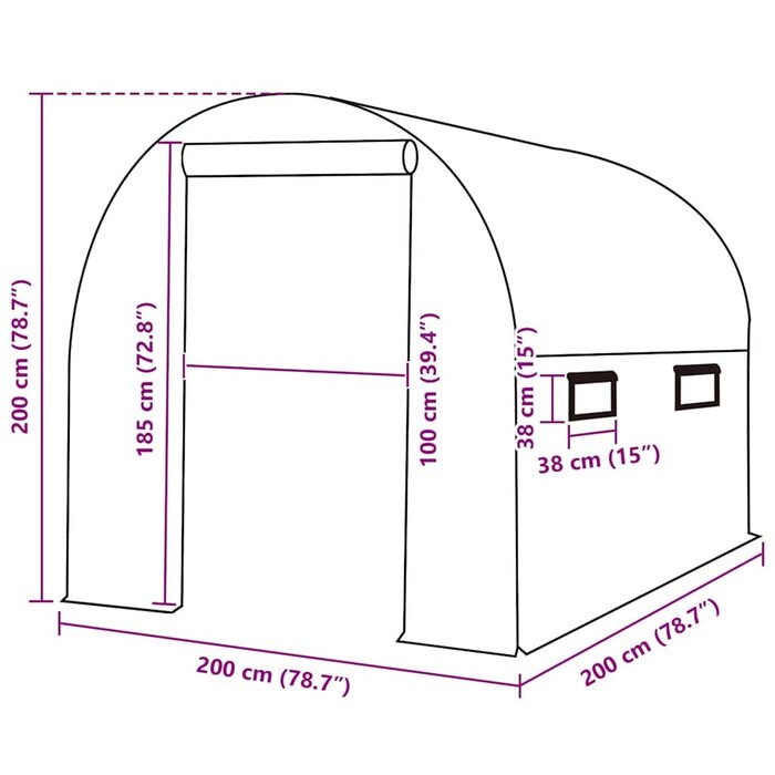 Housse de serre 200x200x200cm - PE Vert - 33% de remise