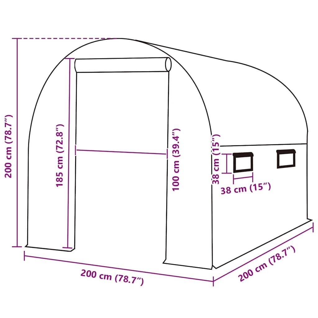 Housse de serre 200x200x200cm - PE Vert - 33% de remise