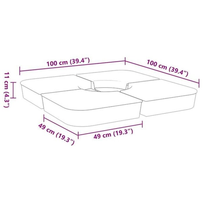 Lot de 4 dalles de lestage 100 kg pour parasol déporté - 34% de remise