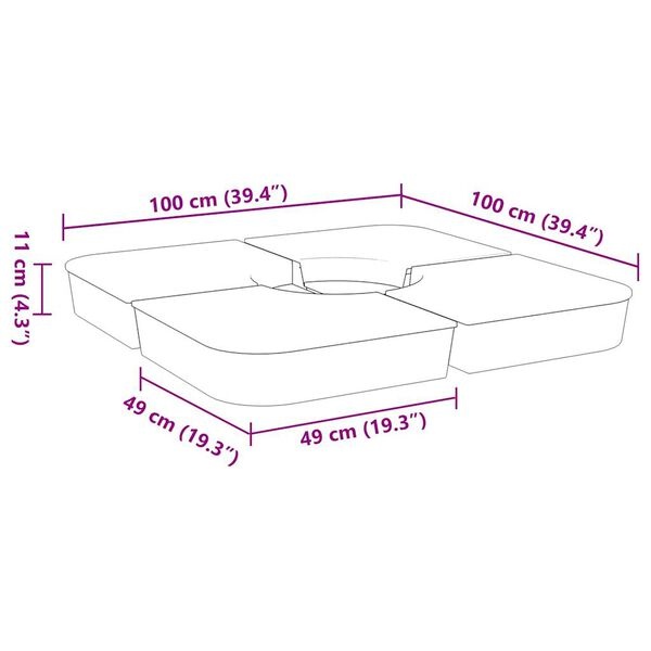 Lot de 4 dalles de lestage 100 kg pour parasol déporté - 34% de remise