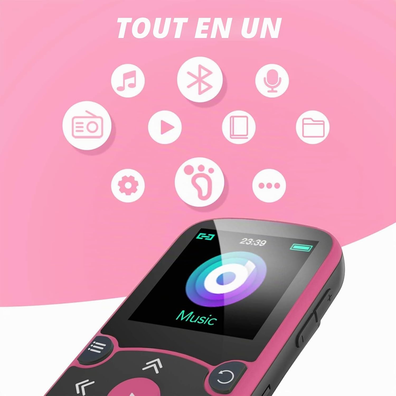 Lecteur MP3 Sport 64 Go Bluetooth 5.3 Magenta - 33% de remise