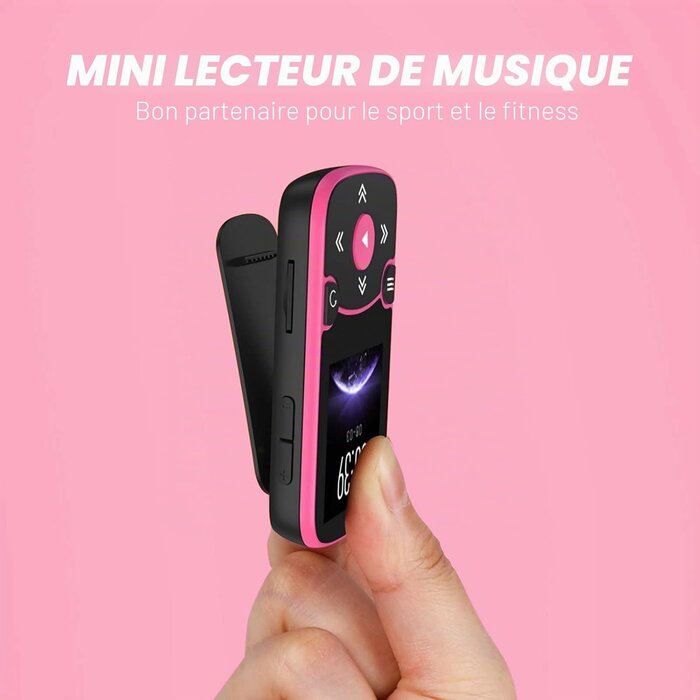 Lecteur MP3 Sport 64 Go Bluetooth 5.3 Magenta - 33% de remise