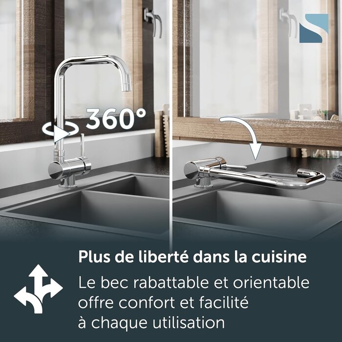 Mitigeur de cuisine rabattable chrome - 34% de remise
