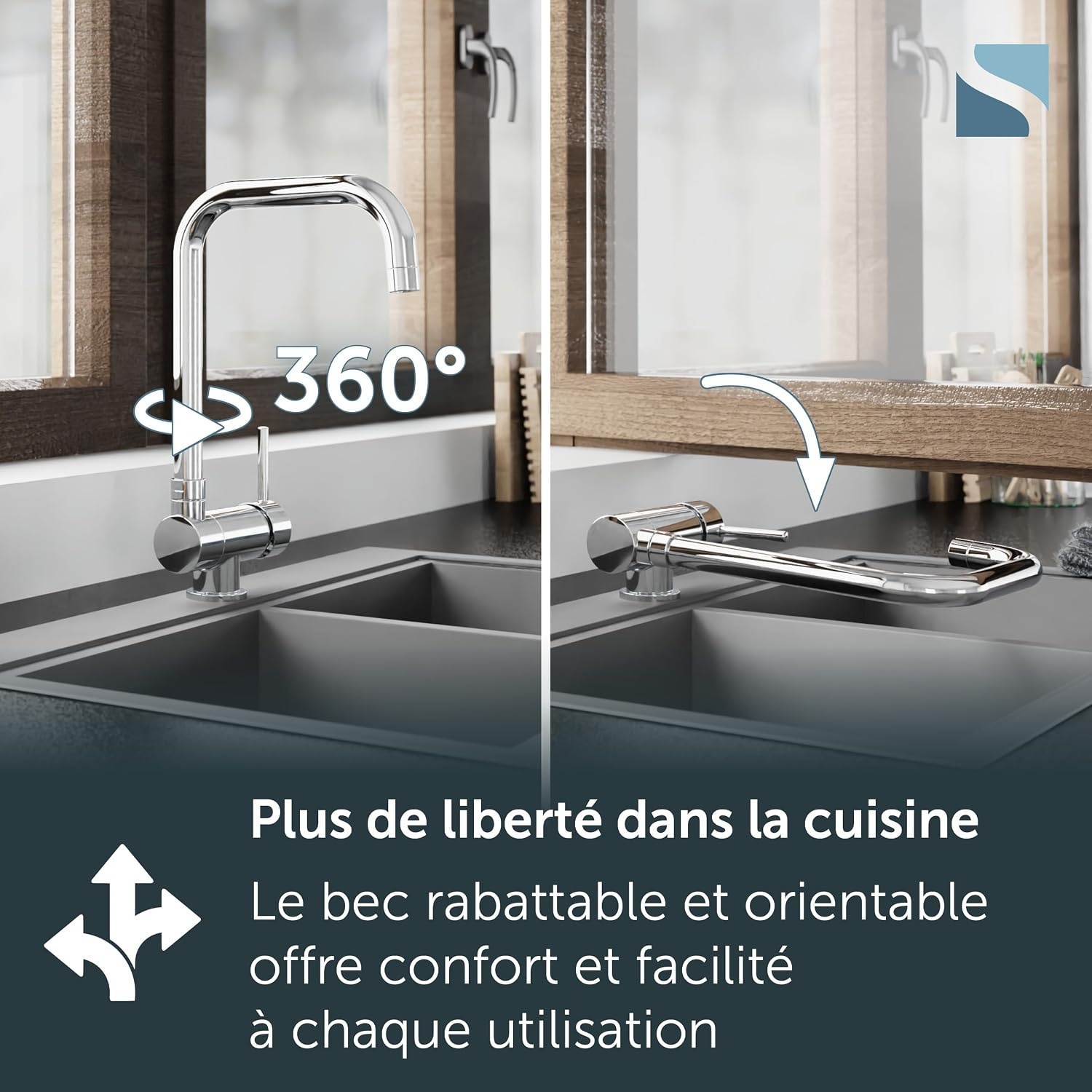 Mitigeur de cuisine rabattable chrome - 34% de remise
