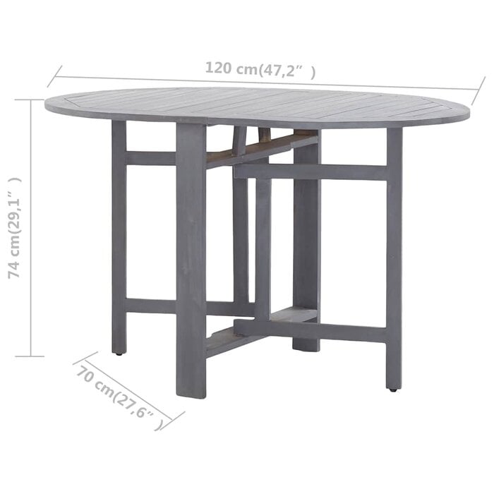 Table de jardin ovale en acacia gris - 120x70cm - 35% de remise
