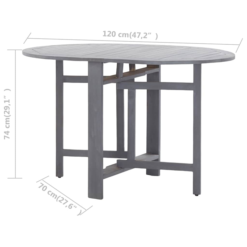Table de jardin ovale en acacia gris - 120x70cm - 35% de remise