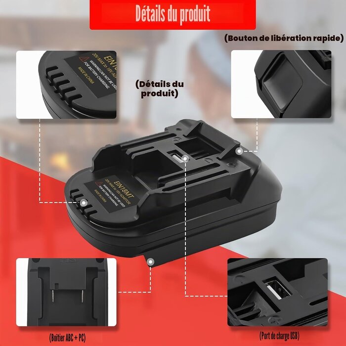 Adaptateur de batterie 18V - Pour outils compatibles - 29% de remise