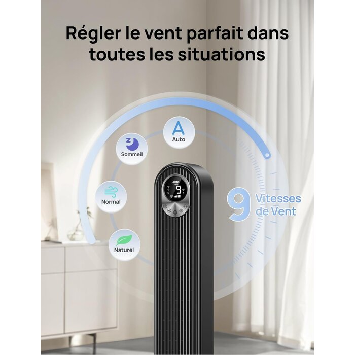 Ventilateur Colonne 42" Silencieux 20dB - 9 Vitesses - 34% de remise