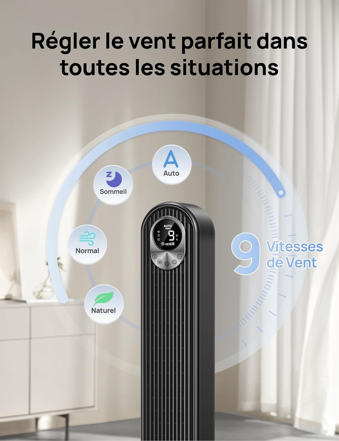 Ventilateur Colonne 42" Silencieux 20dB - 9 Vitesses - 34% de remise