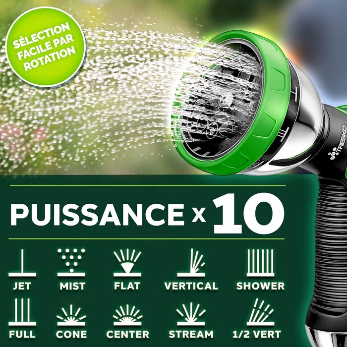 Tuyau d'arrosage extensible 30m - Pistolet 10 fonctions - 33% de remise