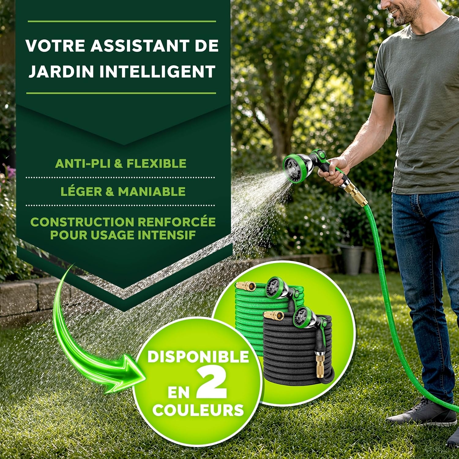 Tuyau d'arrosage extensible 30m - Pistolet 10 fonctions - 33% de remise