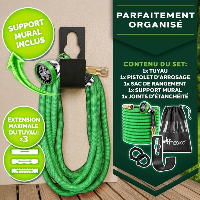 Tuyau d'arrosage extensible 30m - Pistolet 10 fonctions - 33% de remise