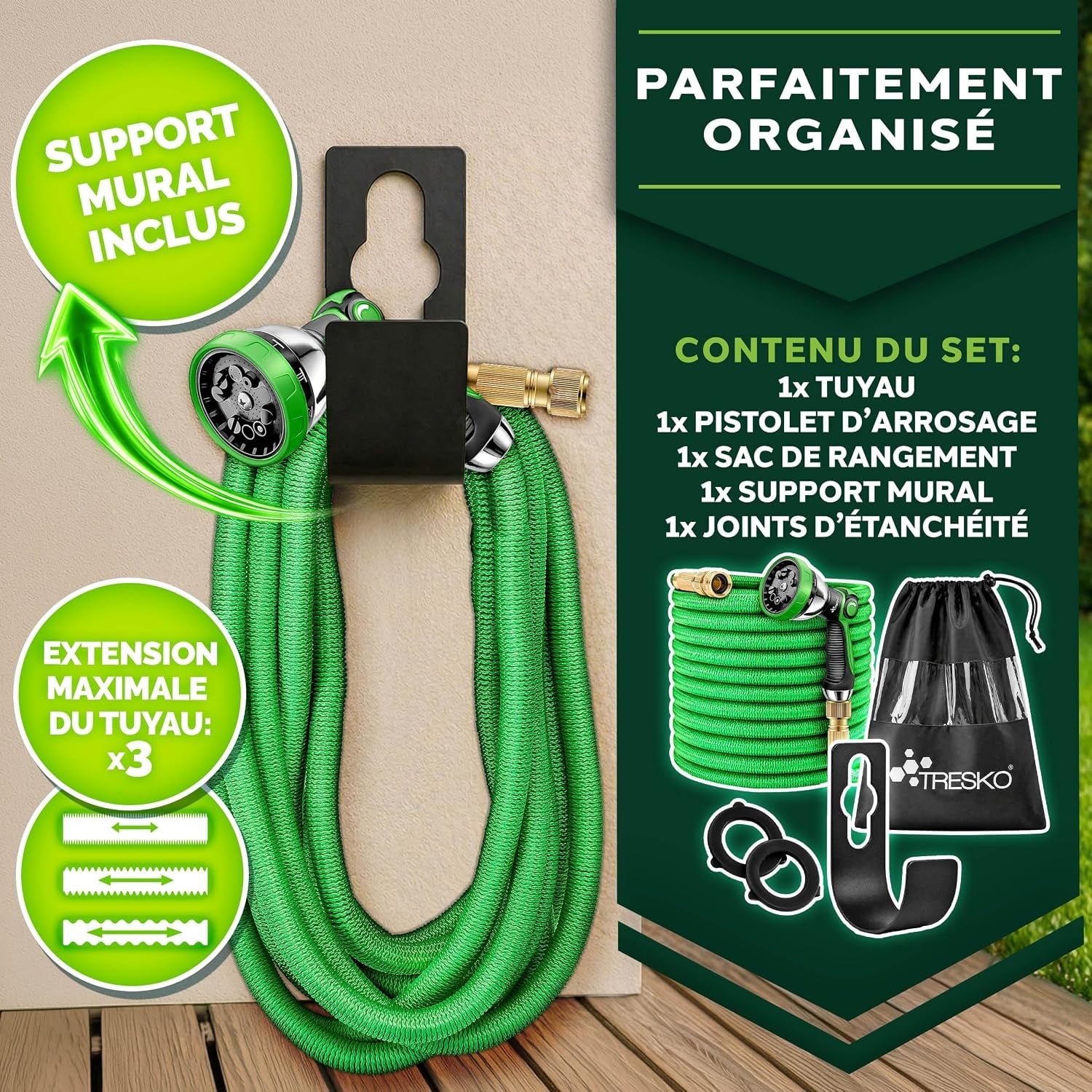 Tuyau d'arrosage extensible 30m - Pistolet 10 fonctions - 33% de remise