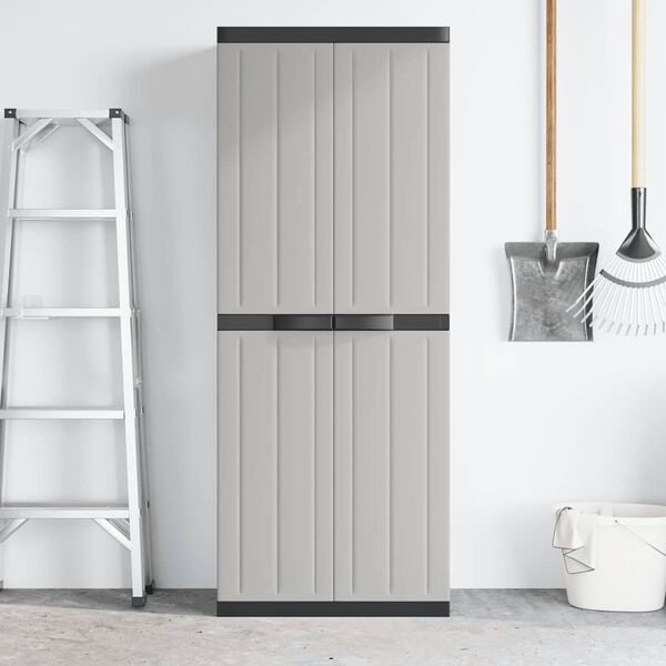 Armoire de jardin 65x37x165 cm - Gris et Noir - 35% de remise