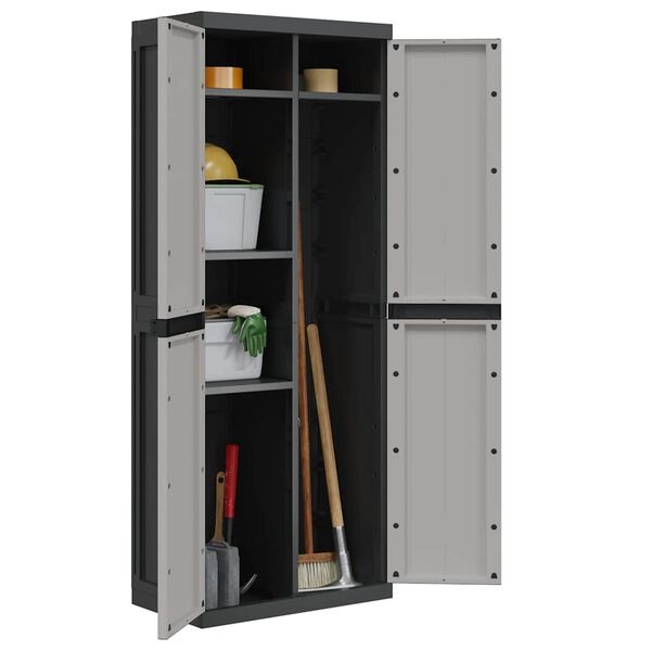 Armoire de jardin 65x37x165 cm - Gris et Noir - 35% de remise