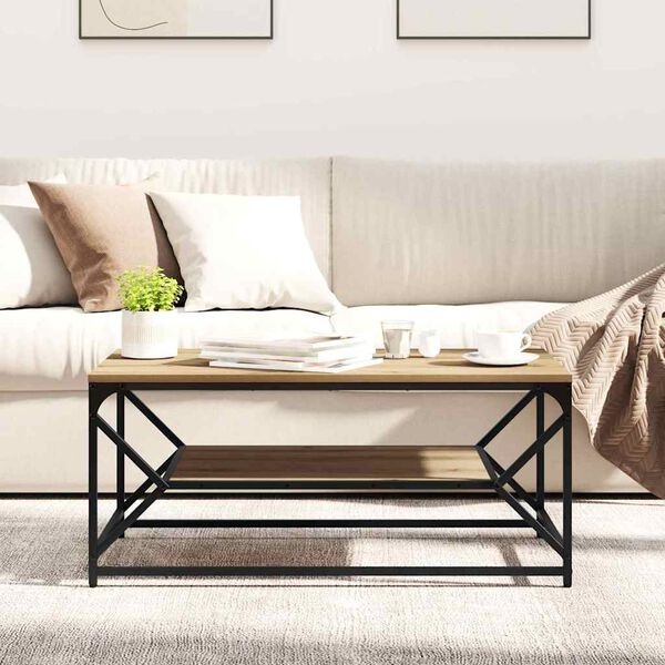 Table basse rectangulaire effet chêne artisan - 34% de remise