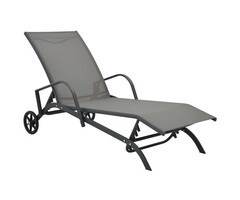 Vidaxl Bain de soleil acier et textilène gris - 43% de remise