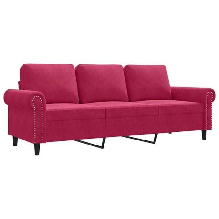 Canapé 3 places en velours rouge vin - 180 cm - 35% de remise