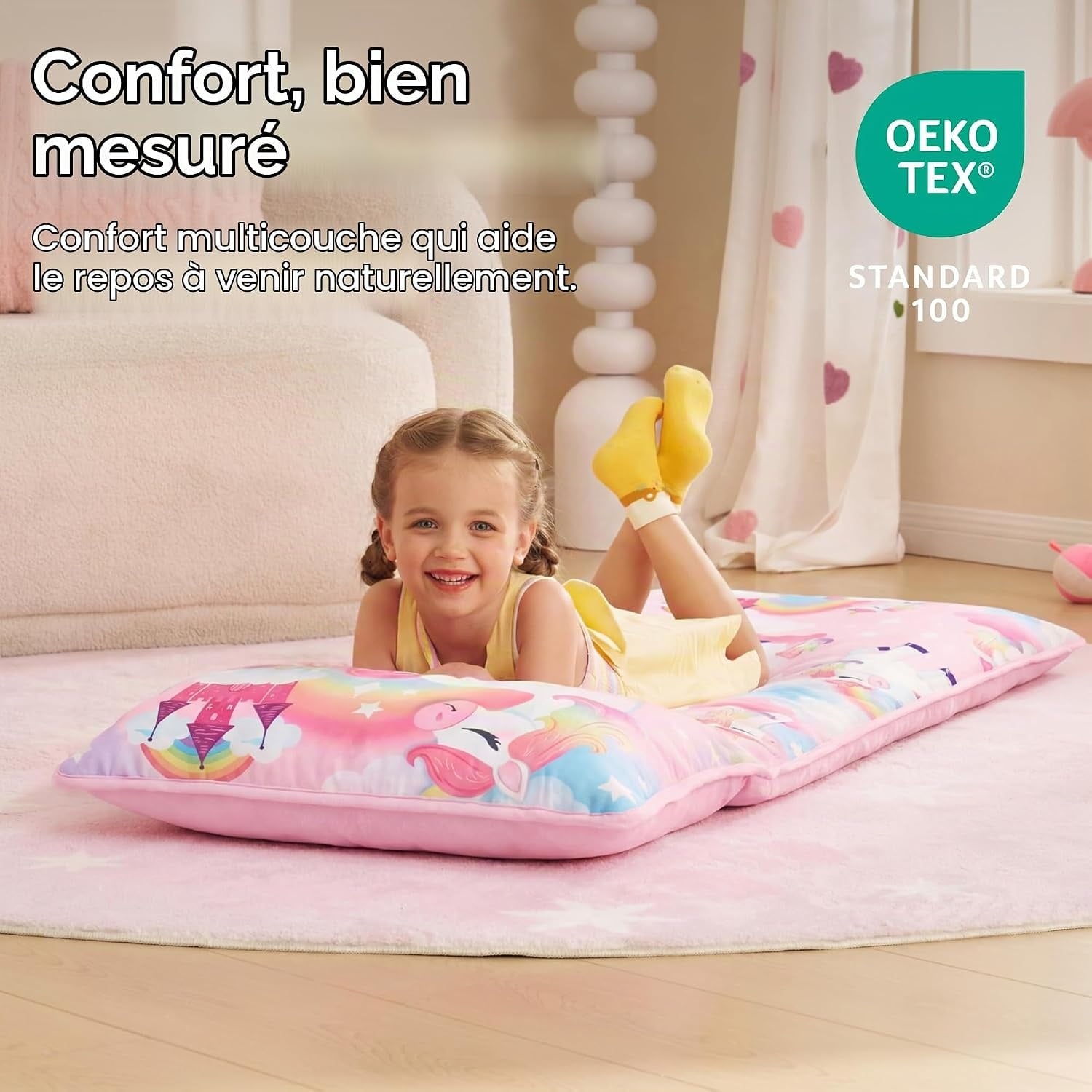 Tapis de sieste enfant Licorne rose - 30% de remise - État déballé