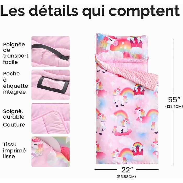 Tapis de sieste enfant Licorne rose - 30% de remise - État déballé