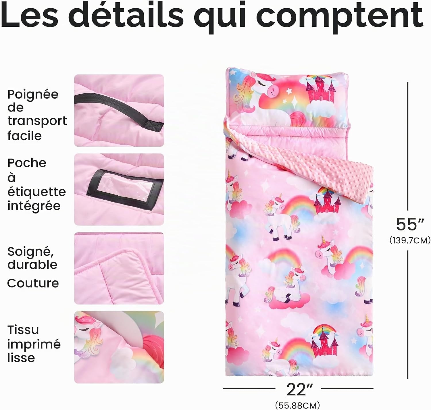 Tapis de sieste enfant Licorne rose - 30% de remise - État déballé
