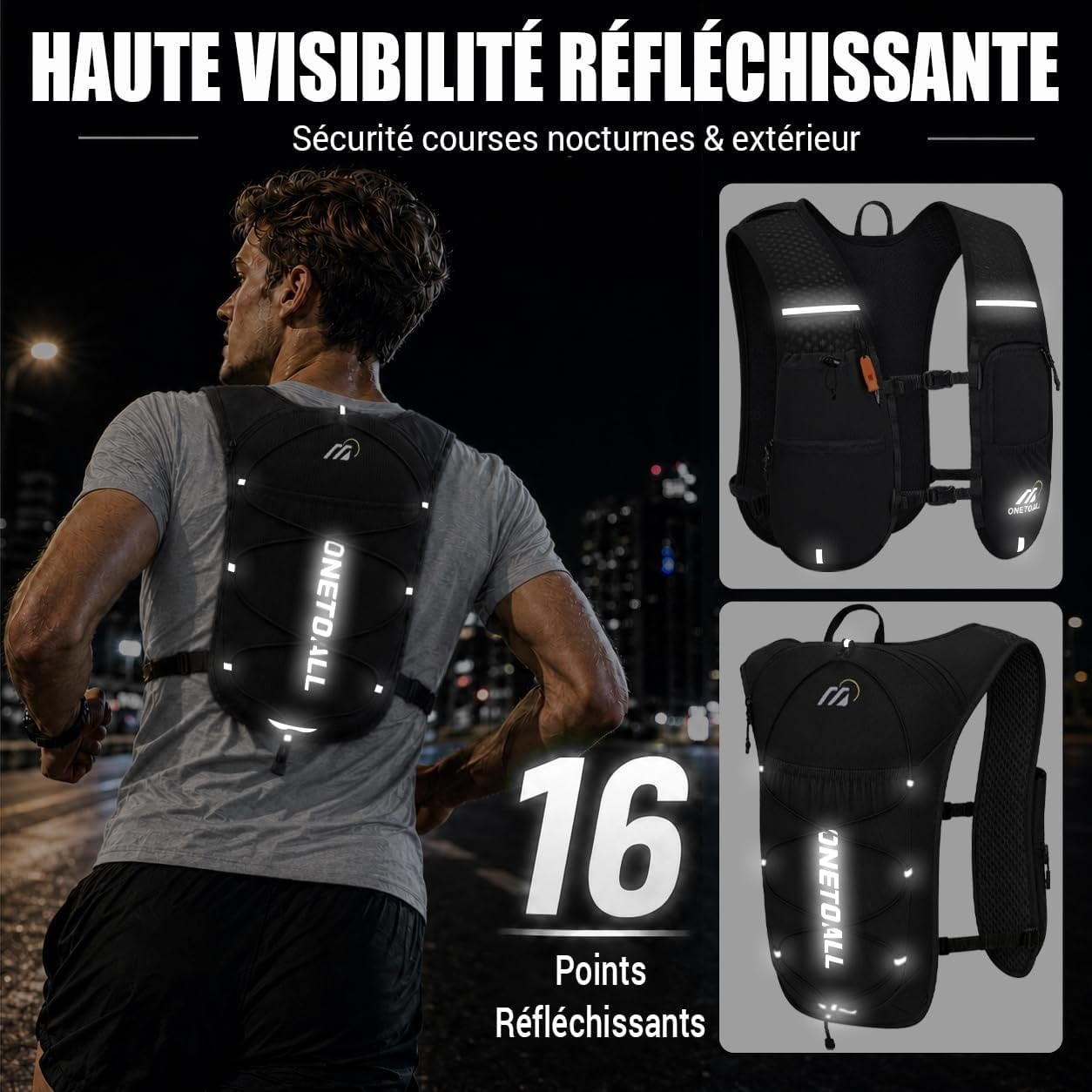 Gilet d'hydratation 6L noir et bleu, 500ml - 31% de remise