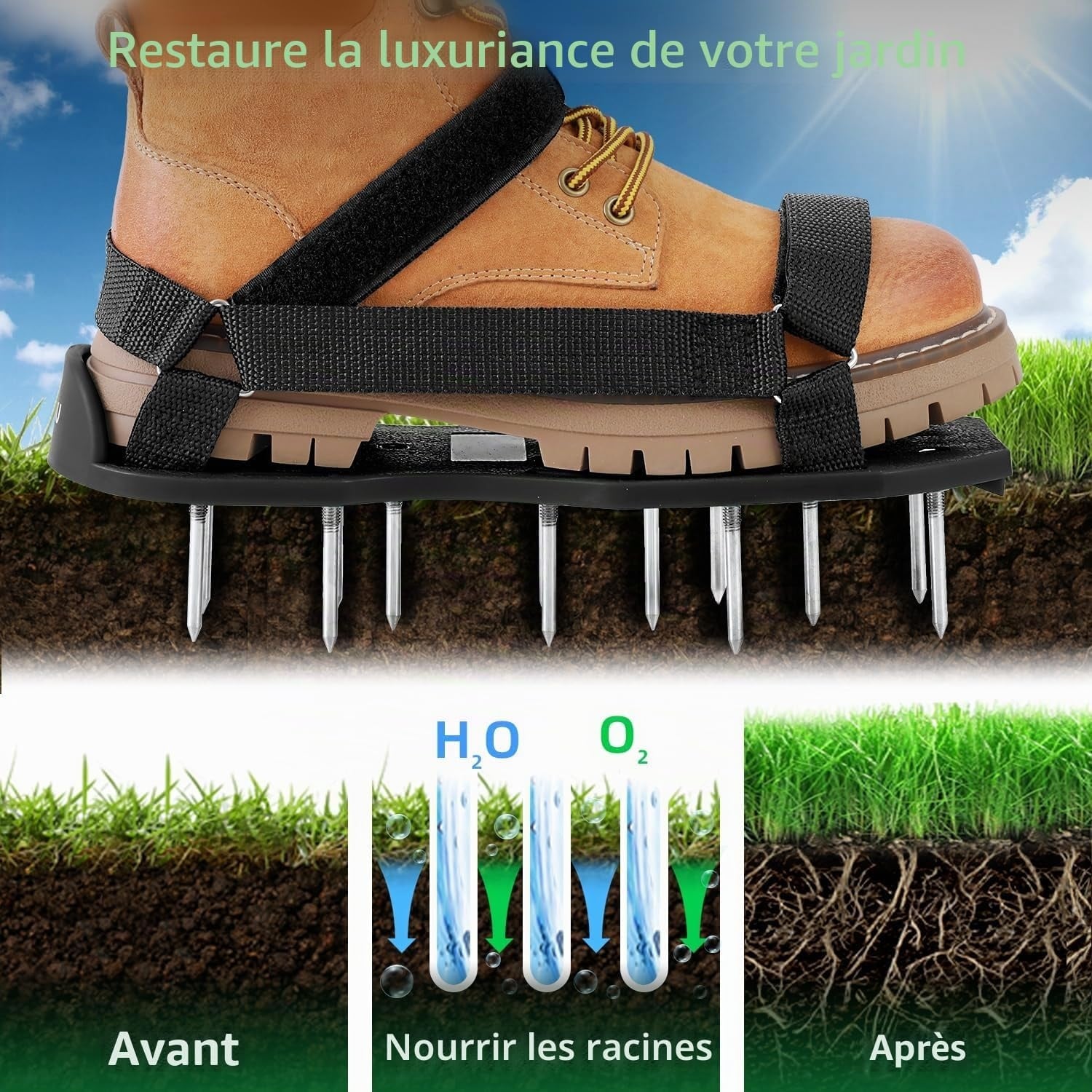 Sandales aératrices pour gazon - Taille universelle - 31% de remise