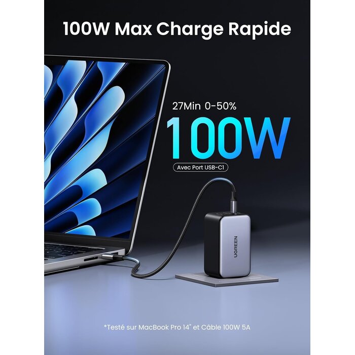 Chargeur rapide USB-C 100W 3 ports - Déballé - 31% de remise