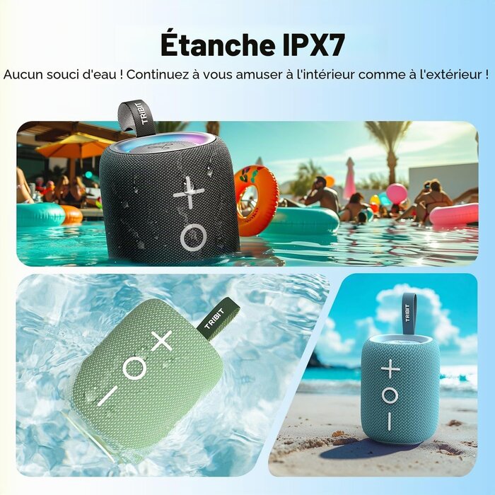 Enceinte Bluetooth 12W 360° étanche - Bleu - 32% de remise