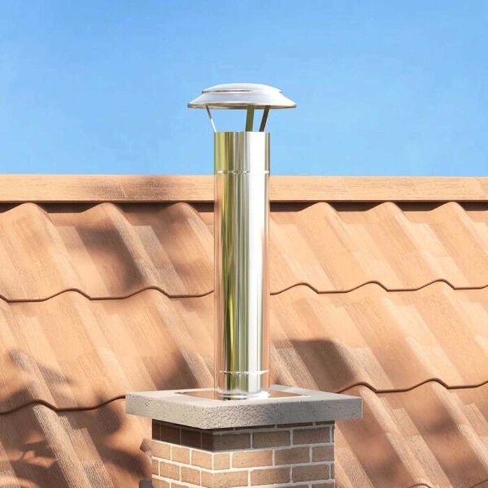 Extension de cheminée inox avec chapeau anti-pluie 25x25x82cm - 33% de remise
