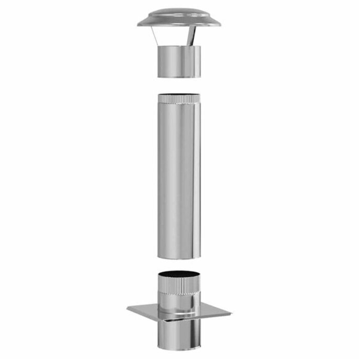 Extension de cheminée inox avec chapeau anti-pluie 25x25x82cm - 33% de remise
