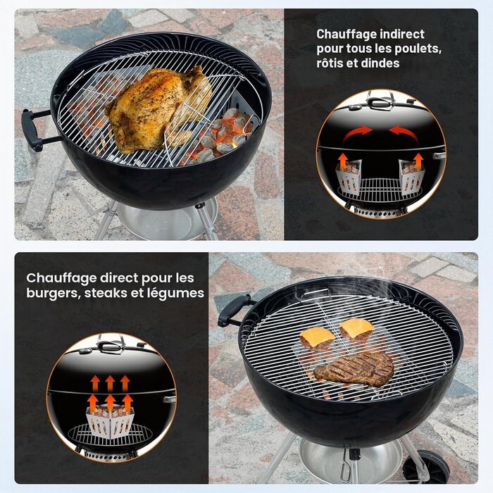 Paniers à charbon acier inox 57/67 cm - Set de 2 - 32% de remise