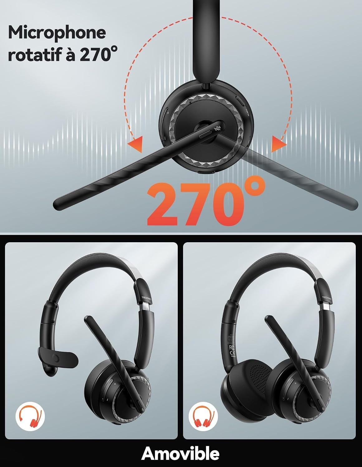 Casque Bluetooth 5.3 avec micro AI et base de charge - 33% de remise