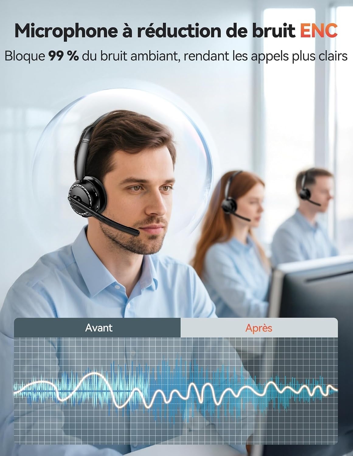 Casque Bluetooth 5.3 avec micro AI et base de charge - 33% de remise