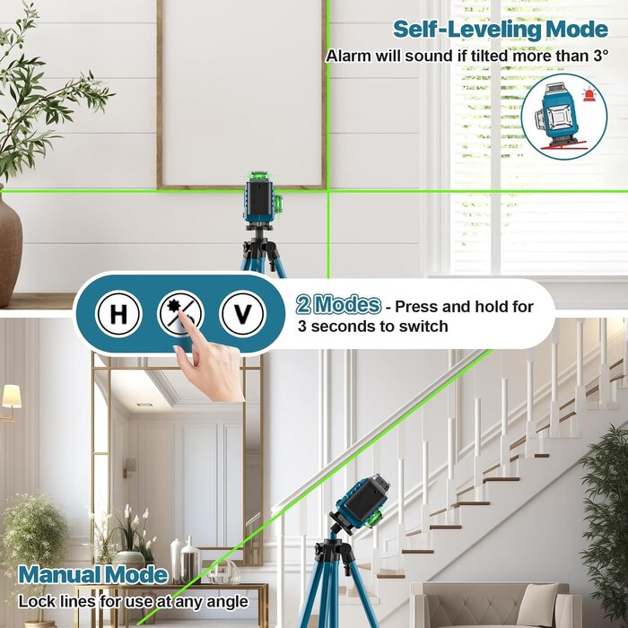 Niveau laser 4D 16 lignes, portée 30m avec trépied - 33% de remise