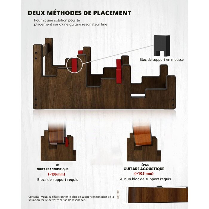 Support au sol pour 3 guitares en bois - Noyer - 33% de remise
