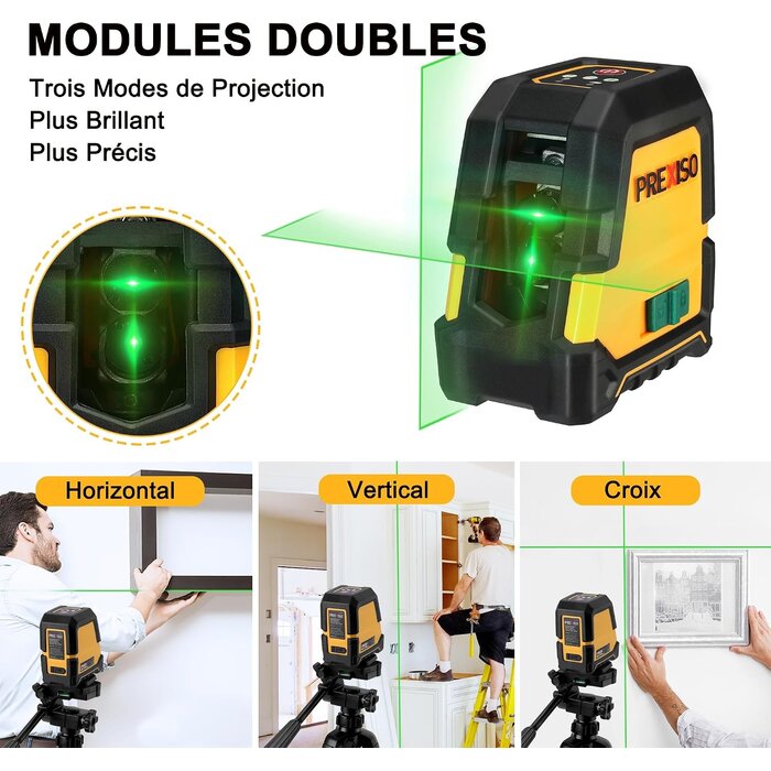 Laser croix vert 30m avec trépied et batterie - 33% de remise