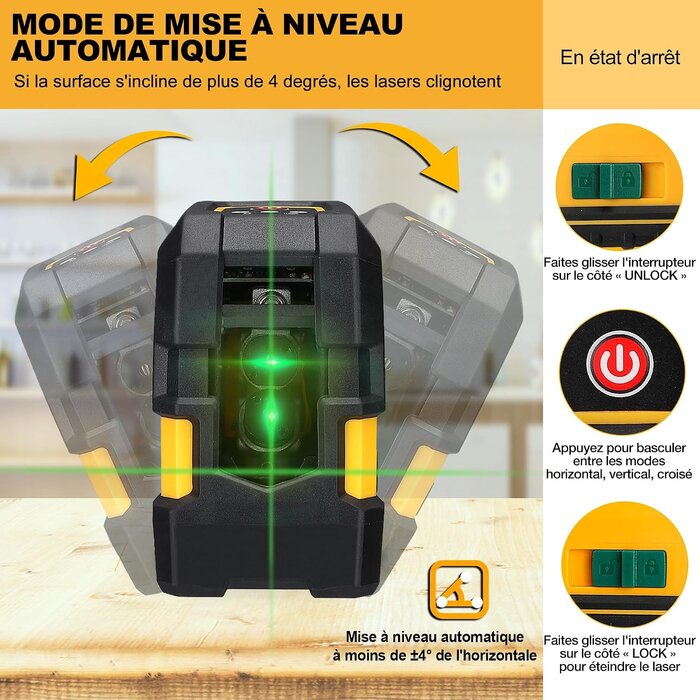 Laser croix vert 30m avec trépied et batterie - 33% de remise