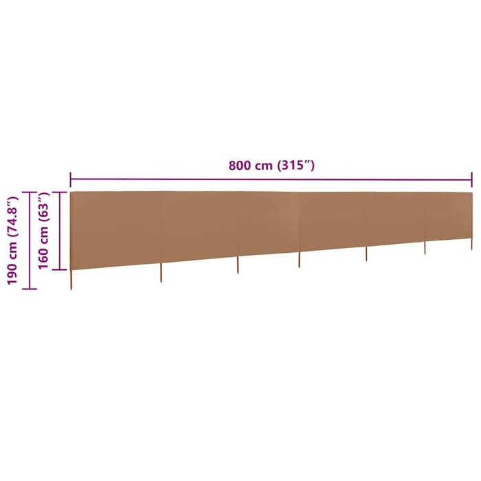 Paravent de jardin 6 panneaux 800x160 cm Taupe - 34% de remise