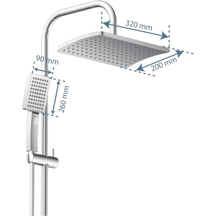 Colonne de douche pluie et douchette 3 jets - Chrome - 34% de remise