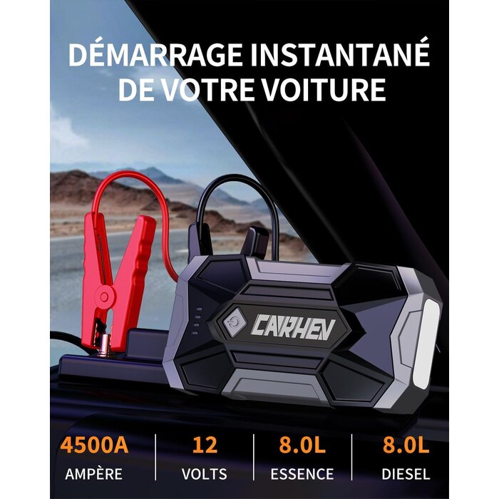 Booster de batterie 4500A pour moteurs essence et diesel - 32% de remise